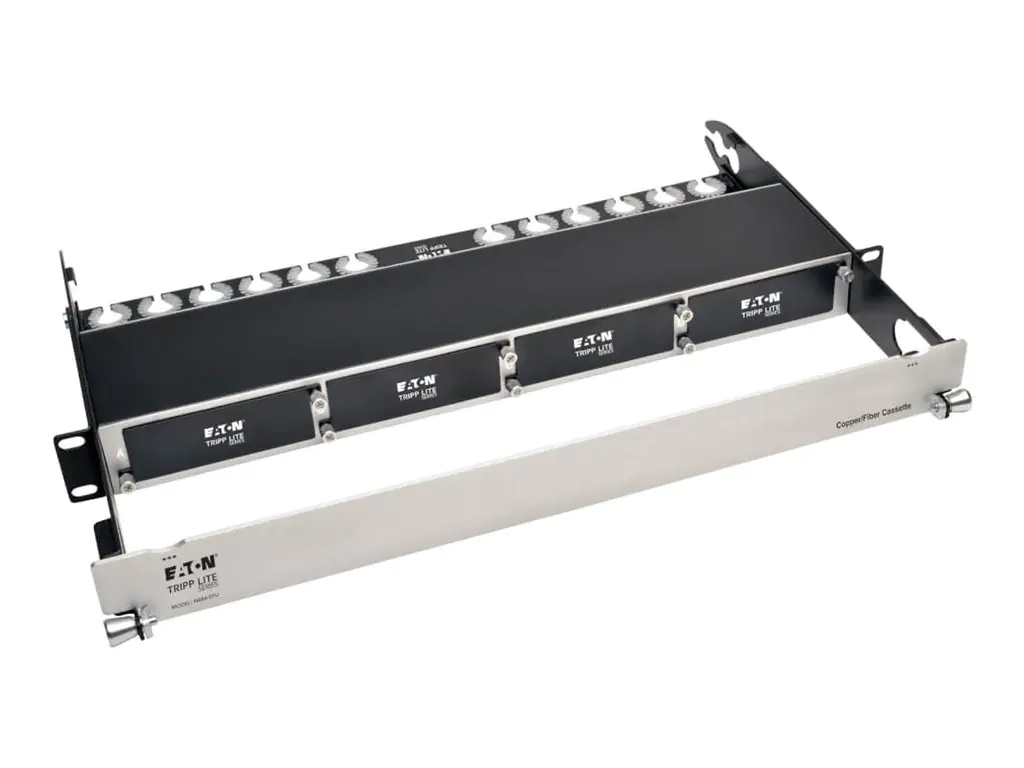 Tripp Eaton Tripp Lite Series High Density Copper Fiber Enclosure Panel 4-Cassette Capacity 1U - Netzwerkgerätegehäuse - Schwarz - 1U - 48.3 cm (19") N484-01U