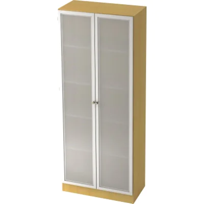 Hammerbacher Glastürenschrank Solid V6100G/W/S/SG 80x42x200,4cm buche