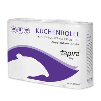 tapira Küchenrolle 3-lagig Papier hochweiß 4 Rl./Pack.