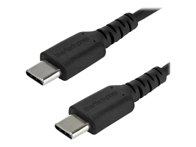 StarTech 1m USB-C Ladekabel - Langlebiges USB 2.0 Typ C zu USB C Datenübertragungs-/Schnellladekabel - TPE Mantel Aramidfaser M/M 60W Schwarz - Samsung S10 S20 iPad Pro MS Surface (RUSB2AC1MB) - USB-Kabel - 24 pin USB-C (M) gerade zu 24 pin USB-C (M) gera