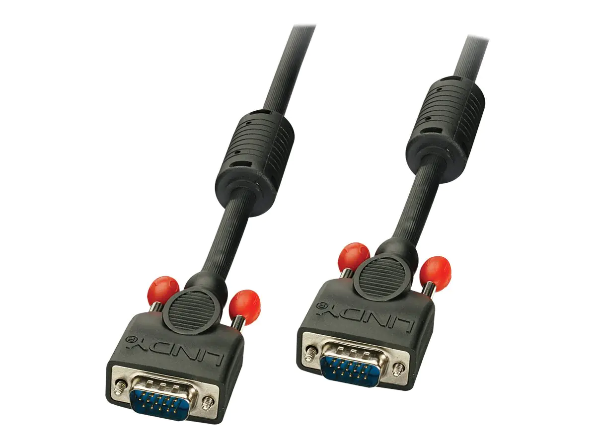 Lindy - VGA-Kabel - HD-15 (VGA) (M) zu HD-15 (VGA) (M) - 50 cm - geformt, Daumenschrauben - Schwarz