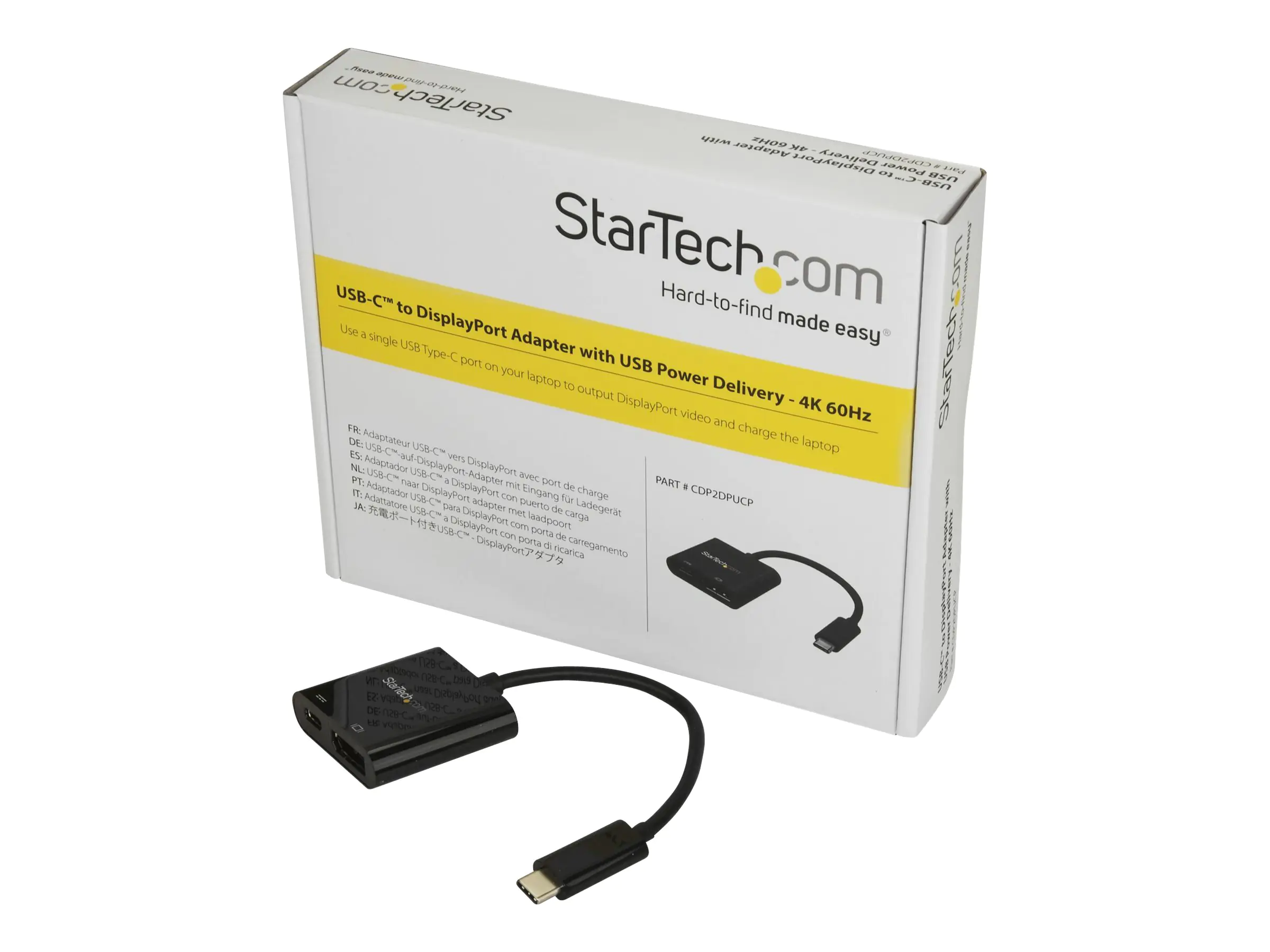 StarTech USB C DisplayPort Adapter mit USB Stromversorgung (USB PD) - 4K 60Hz - USB-C zu DisplayPort - Externer Videoadapter - Parade PS171 - USB-C - DisplayPort - Schwarz