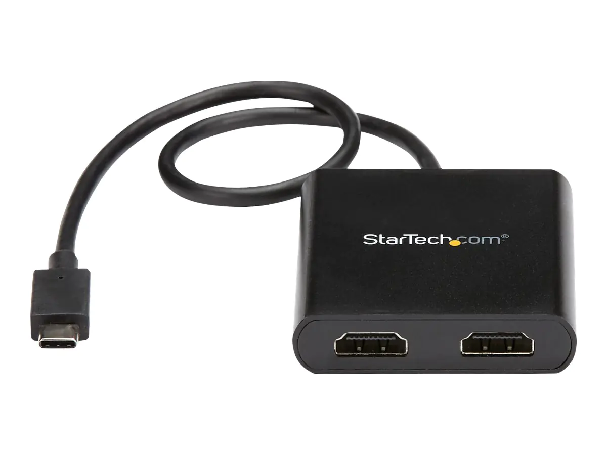 StarTech USB-C zu HDMI Multi-Monitor Adapter - Thunderbolt 3 kompatibel - 2 Port MST Hub - Externer Videoadapter - USB-C - HDMI - Schwarz - für P/N: TB33A1C