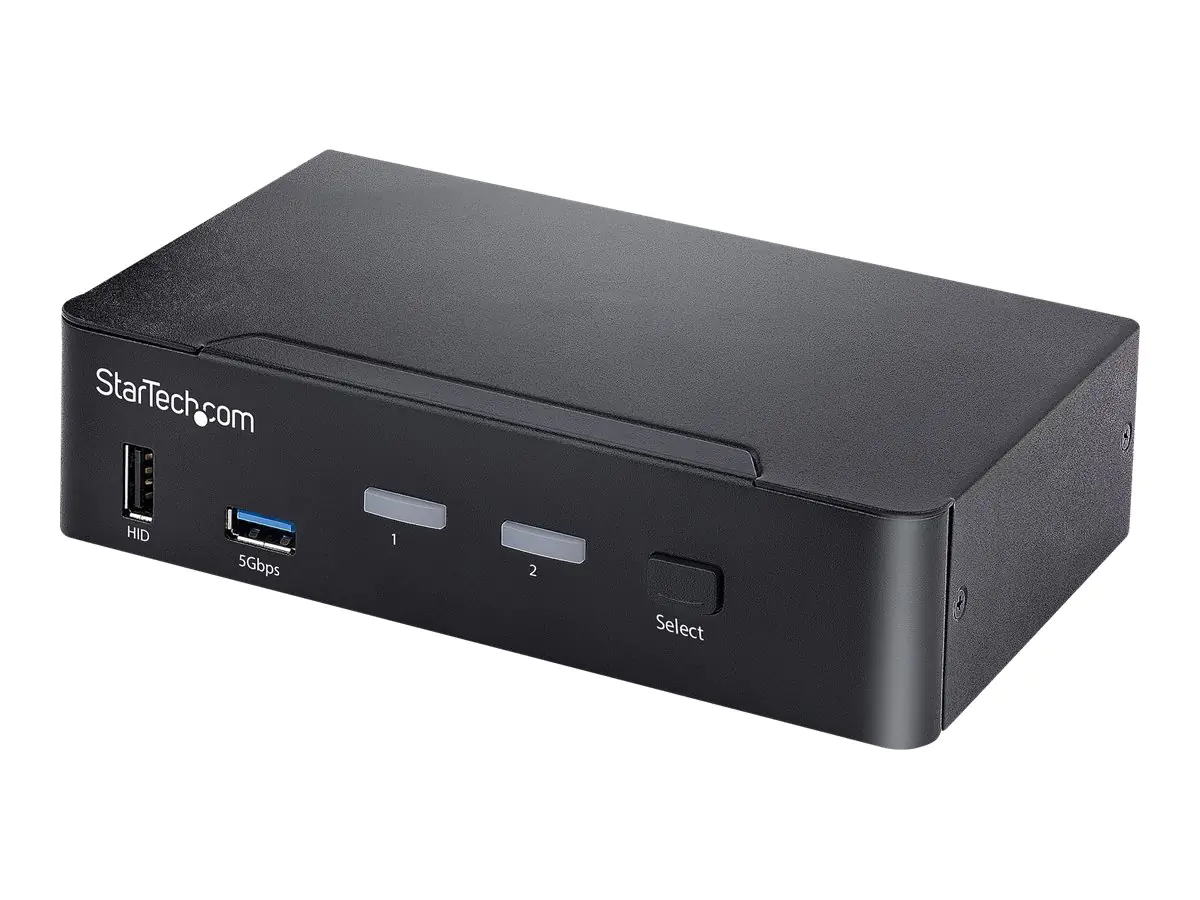 StarTech USB C KVM Switch, 2 Port DisplayPort KVM w/ 4K 60Hz UHD HDR Video, 3.5mm Audio, USB Type C KVM Switch, 4x USB HID and 2x USB A 3.2 Gen 1 5Gbps Hub, Thunderbolt 3/4 Compatible - Hot Key Switching (SV231DPUCA) - KVM-/Audio-/USB-Switch - 2 x KVM/Aud