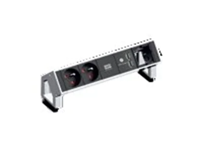 Bachmann DESK 2 - Steckdosenleiste - Eingabe, Eingang GST18 - Ausgangsanschlüsse: 4 - 20 cm - Frankreich - Schwarz, weiß, RAL 9010