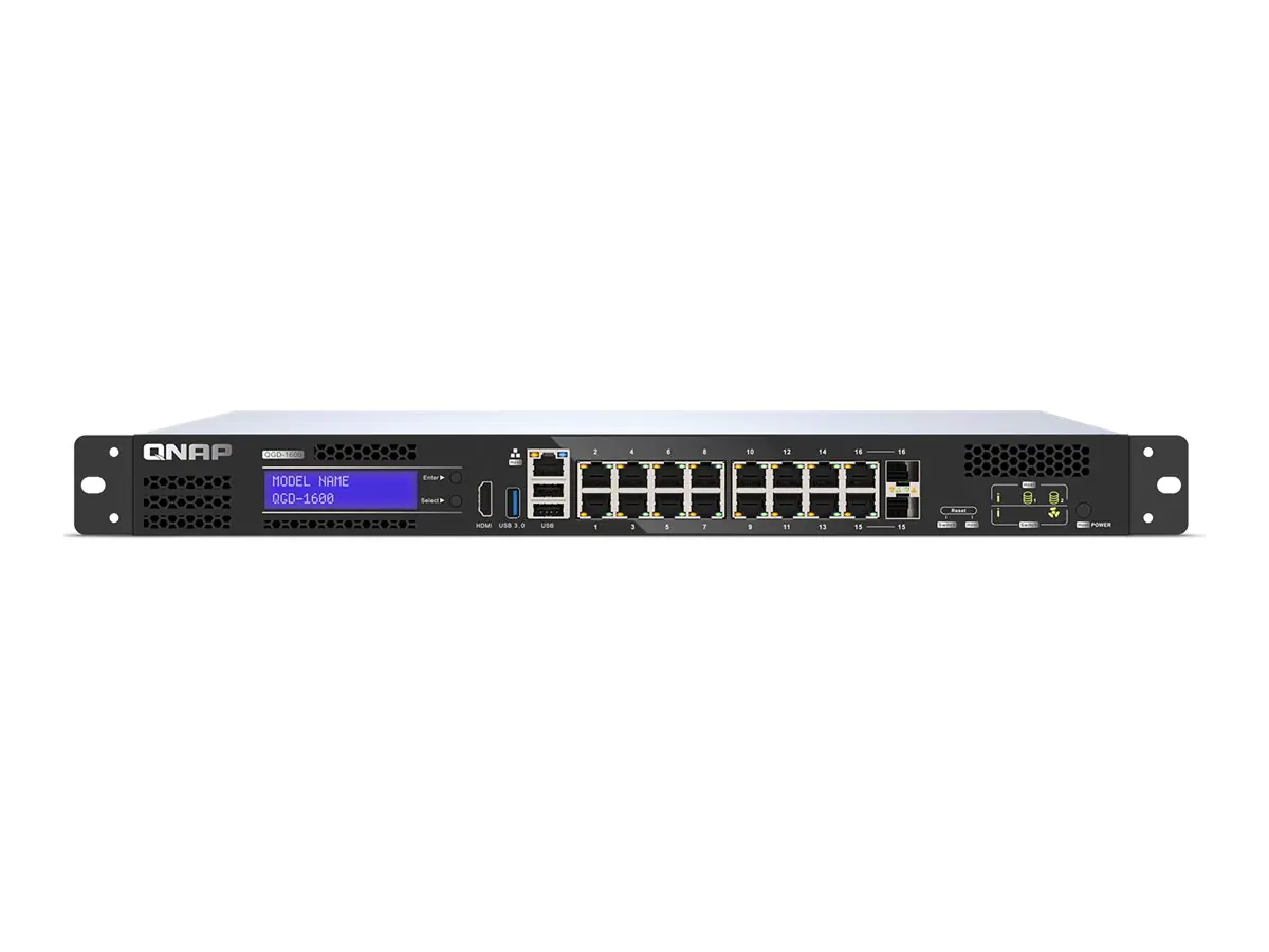 QNAP QGD-1600 - Switch - Smart - 4 x 10/100/1000 (PoE++) + 10 x 10/100/1000 (PoE+) + 2 x Kombinations-Gigabit-SFP (PoE+) - an Rack montierbar - AC