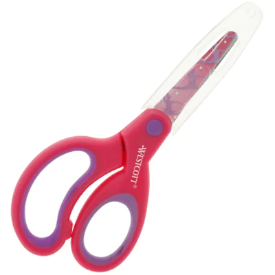 Westcott Bastelschere Sporty 130mm inkl. transparente Klingenhülle Stahl pink Gymnastik