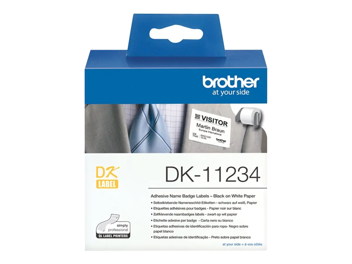 Brother DK11234 Papier selbstklebend Schwarz auf Weiß 60 x 86 mm 260 Etiketten pro Rolle