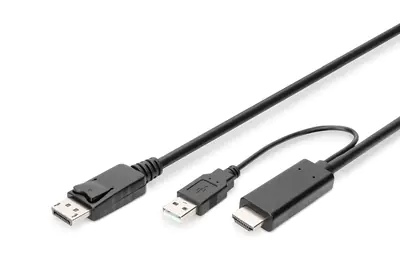 DIGITUS - Adapterkabel - DisplayPort männlich zu HDMI, USB (nur Strom) männlich - 2 m - Support von 4K 30 Hz