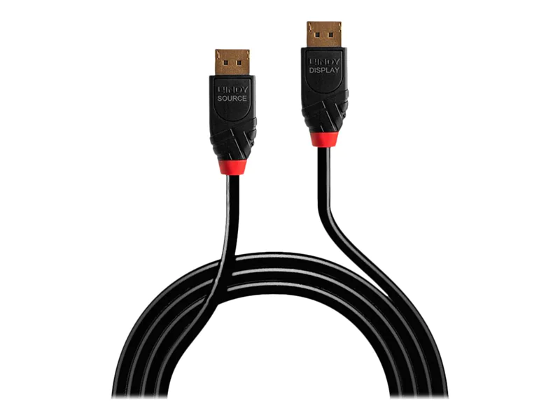 Lindy - DisplayPort-Kabel - DisplayPort (M) zu DisplayPort (M) - DisplayPort 1.4 - 5 m - rund, aktiv, unterstützt 8K 60 Hz (7680 x 4320), unterstützt 4K 144 Hz (4096 x 2160) - Schwarz
