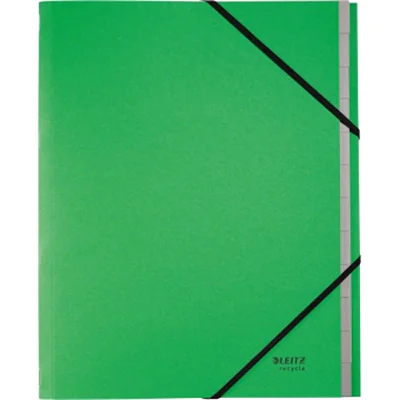 Leitz Ordnungsmappe Recycle DIN A4 275g/m² Karton, 100 % recycelt Farbe: grün Farbe des Fächerblocks: grau 12 Fächer