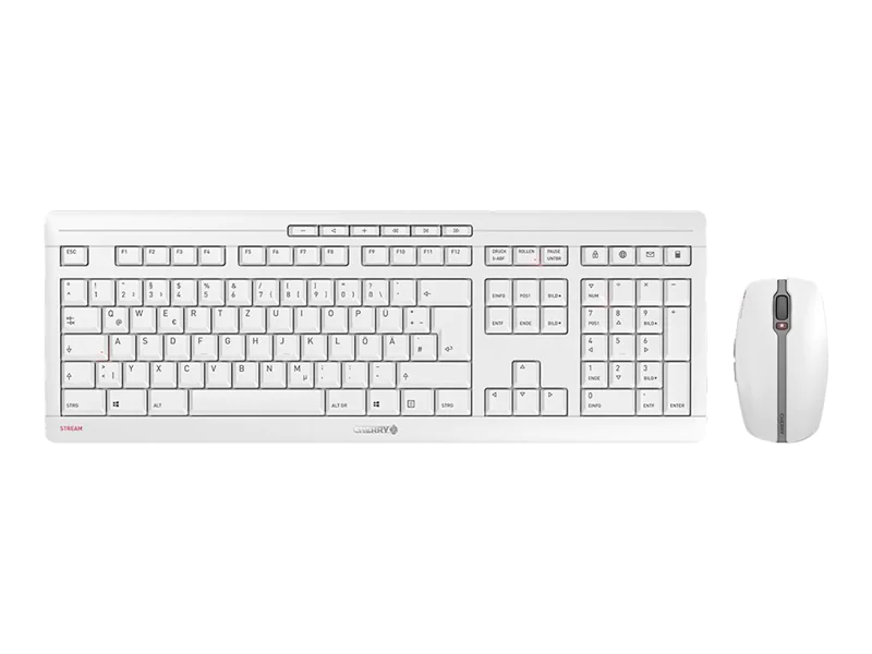 CHERRY STREAM DESKTOP RECHARGE - Tastatur-und-Maus-Set - kabellos - 2.4 GHz - QWERTZ - Deutsch - Tastenschalter: CHERRY SX - Pale Gray