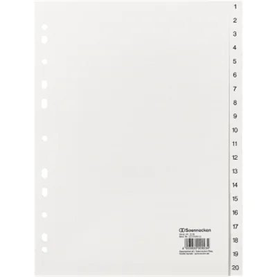 Soennecken Register 2118 DIN A4 1-20 volle Höhe PP weiß