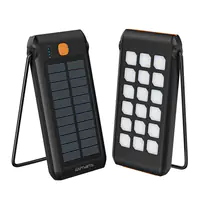 4smarts TitanPack Flex - Solar-Powerbank - mit Ständer und Taschenlampe - Li-Pol - 10000 mAh - 37 Wh - 18 Watt - 3 A - PD 3.0, QC 3.0 - 2 Ausgabeanschlussstellen (USB, 24 pin USB-C) - auf Kabel: USB Type A / USB-C - Schwarz, orange