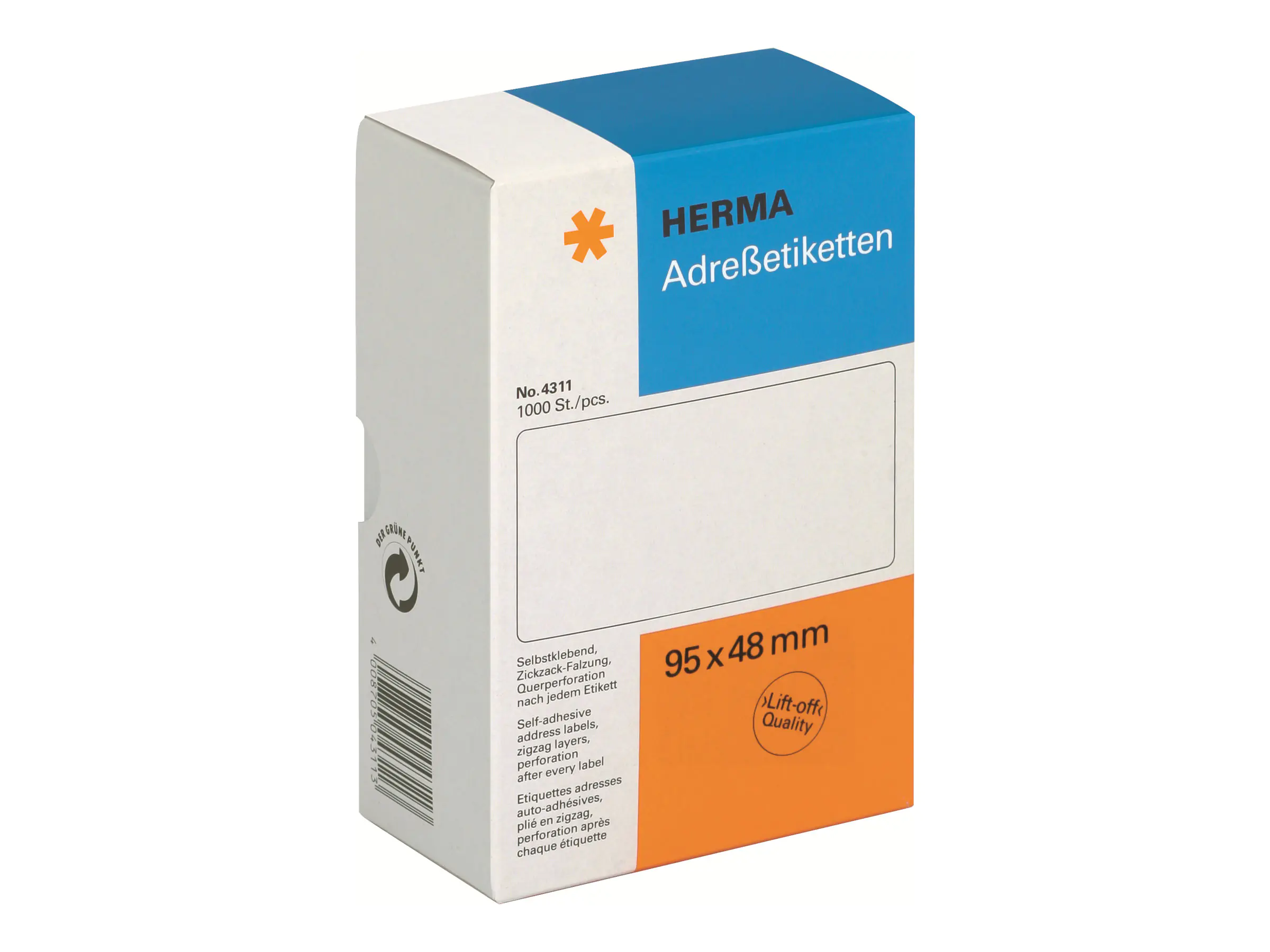 HERMA Weiß - 48 x 95 mm 1000 Etikett(en) leporellogefaltete 4311