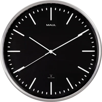MAUL Funkuhr MAULfly 30,5cm Innenbereich Aluminium, gebürstet