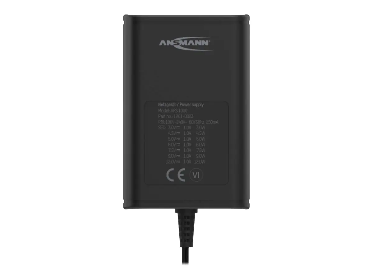 ANSMANN APS 1000 - Netzteil - 12 Watt - 1 A - Schwarz - Europa