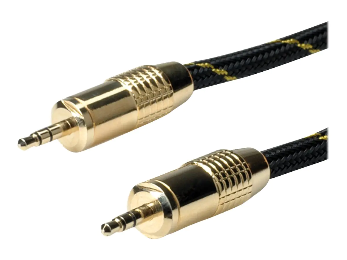 Roline Gold - Audiokabel - mini-phone stereo 3.5 mm männlich zu mini-phone stereo 3.5 mm männlich - 2.5 m - abgeschirmt - Schwarz, Gold