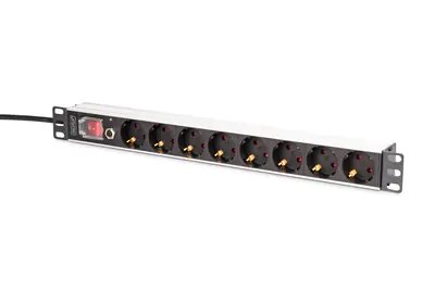 DIGITUS 1U Alu PDU Rackmount 7x Sicherheit+ 1x Ausgang - Steckdosenleiste - 2 m