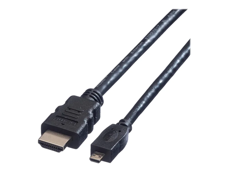 VALUE High Speed - HDMI-Kabel mit Ethernet - HDMI männlich zu mikro HDMI männlich - 2 m - abgeschirmt - Schwarz - geformt