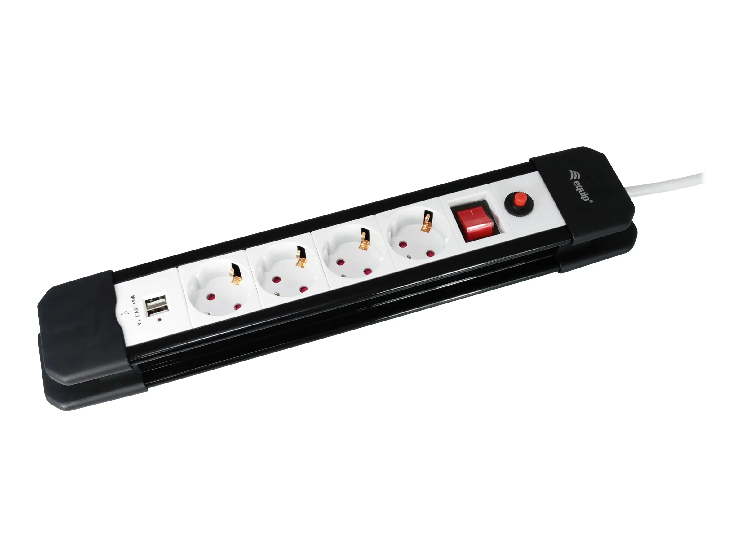equip Life - Version 1 - Steckdosenleiste - Wechselstrom 250 V - 3500 Watt - Eingabe, Eingang Typ F - Ausgangsanschlüsse: 4 (2 x USB, 4 x Stecker Typ F) - 1.5 m Schnur