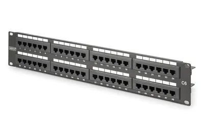 DIGITUS - Patch Panel - CAT 6 - UTP - RJ-45 X 48 - Grau, RAL 7035 - 2U - 48.3 cm (19")