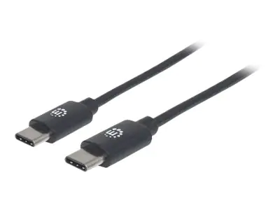 Manhattan USB-C to USB-C Cable, 1m, Male to Male, 480 Mbps (USB 2.0), 3A (fast charging), Hi-Speed USB, Black, Lifetime Warranty, Polybag - USB-Kabel - 24 pin USB-C (M) zu 24 pin USB-C (M) - USB 2.0 - 3 A - 1 m - umkehrbare Stecker - Schwarz