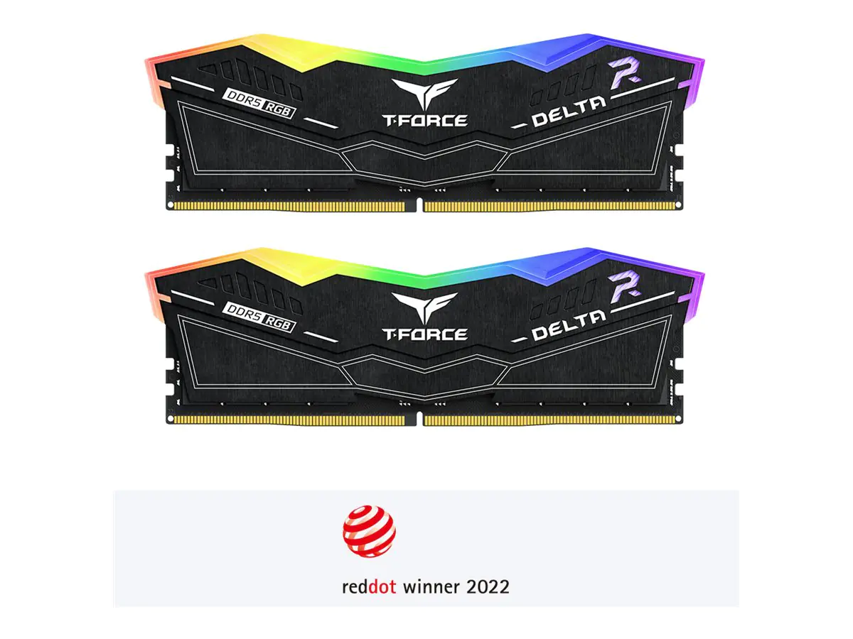 T-Force DELTA RGB - DDR5 - Kit - 48 GB: 2 x 24 GB - DIMM 288-PIN - 8200 MHz / PC5-65600 - CL38 - 1.4 V - ungepuffert - on-die ECC - Schwarz
