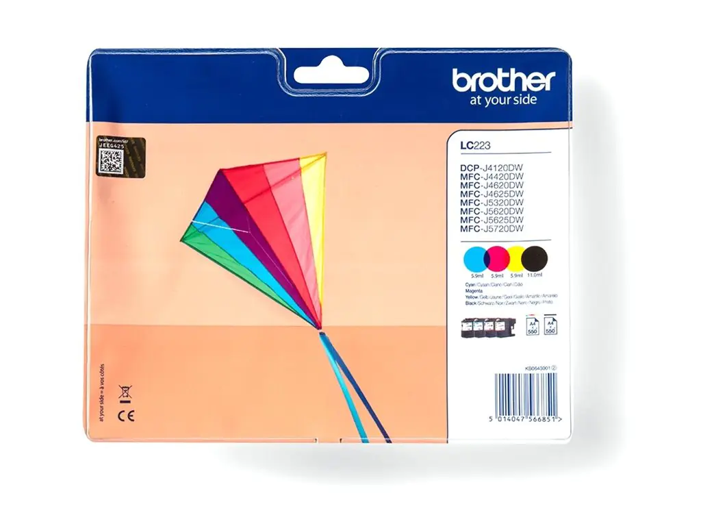 Brother LC223 - 4er-Pack - Schwarz, Gelb, Cyan, Magenta - LC223VALBP