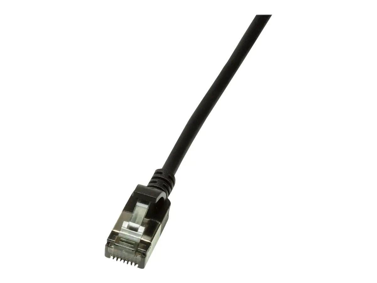 LogiLink SlimLine - Patch-Kabel - RJ-45 (M) zu RJ-45 (M) - 50 cm - 3.8 mm - SSTP, PiMF - CAT 6a - geschirmt, halogenfrei, geformt, ohne Haken - Schwarz, RAL 9010