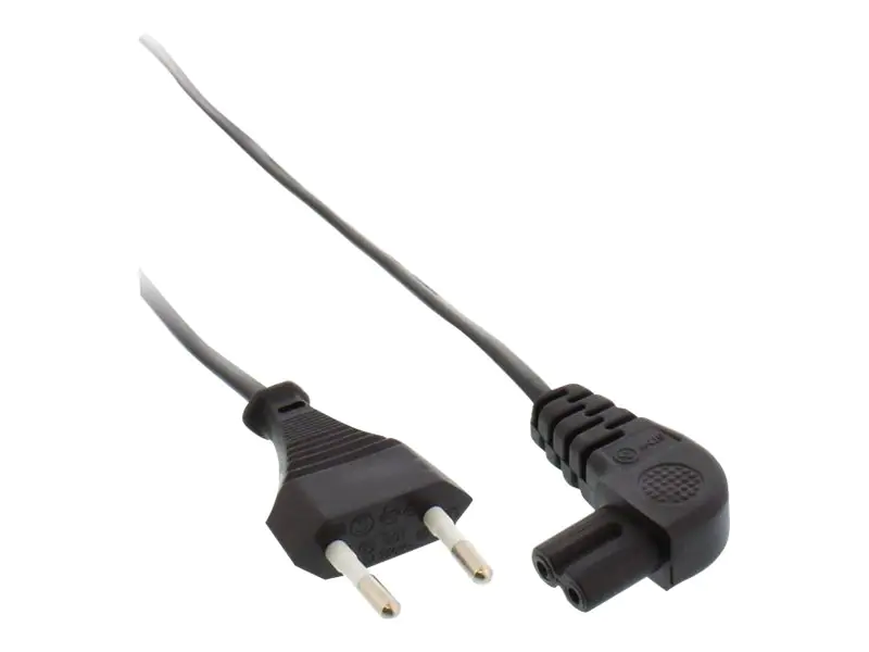 InLine - Stromkabel - Eurostecker (S) bis IEC 60320 C7 gewinkelt - 3 m - Schwarz