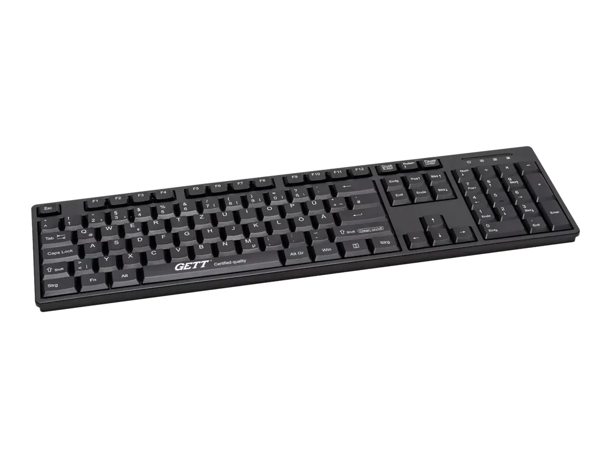 GCQ CleanType Easy Basic - Tastatur - Kunststoff, für medizinischen Bereich - waschbar - USB - QWERTY - USA - Schwarz