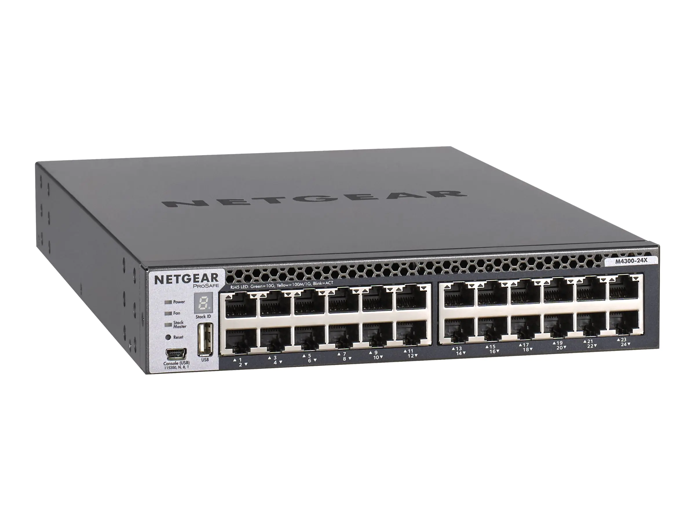 Netgear M4300-24X - Switch - L3 - managed - 24 x 10 Gigabit Ethernet + 4 x 10 Gigabit SFP+, gemeinsam genutzt - Luftstrom von vorne nach hinten - an Rack montierbar