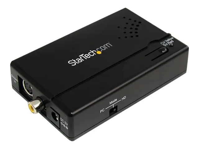 StarTech Composite und S-Video auf VGA Video Konverter mit Scaler - VGA zu RCA (YPbPr) Adapter - 1600x1200 - Videokonverter - Composite Video, S-video - Component-Video, VGA - Schwarz - für P/N: SVA5M3NEUA