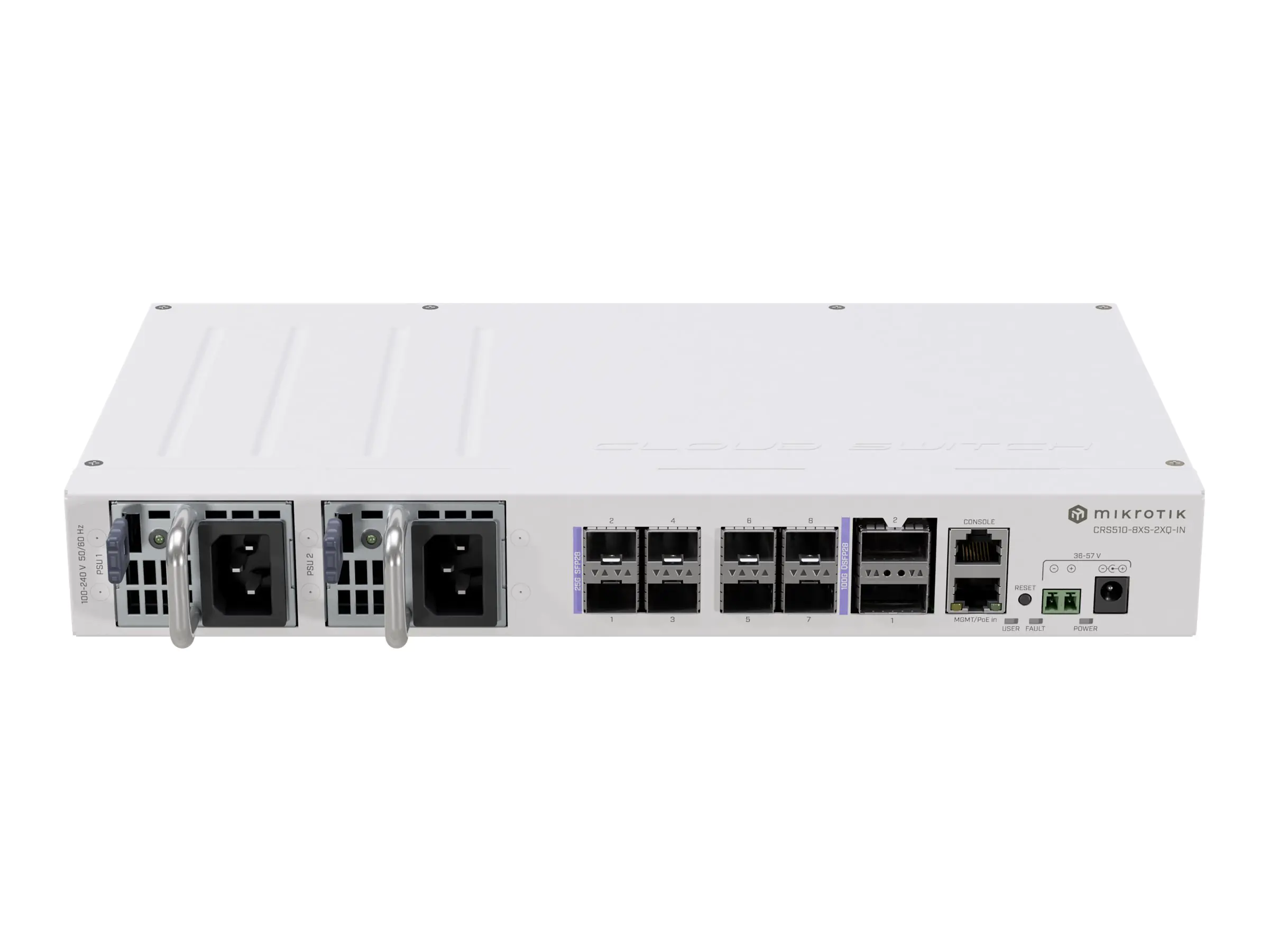 MikroTik CRS510-8XS-2XQ-IN - Switch - 8 x 25 Gigabit SFP28 + 2 x 100 Gigabit QSFP28 - an Rack montierbar