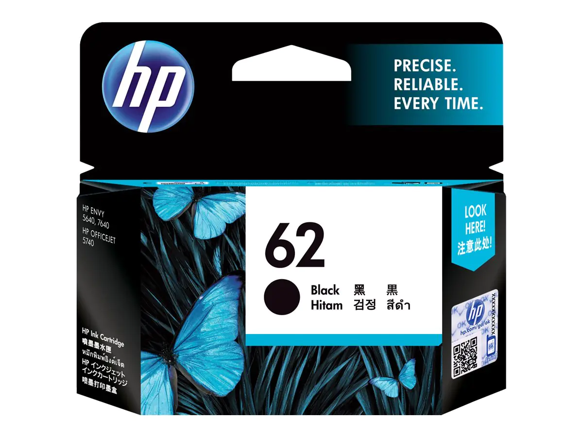 HP 62 - Schwarz - original - Tintenpatrone - für ENVY 55XX, 56XX, 76XX