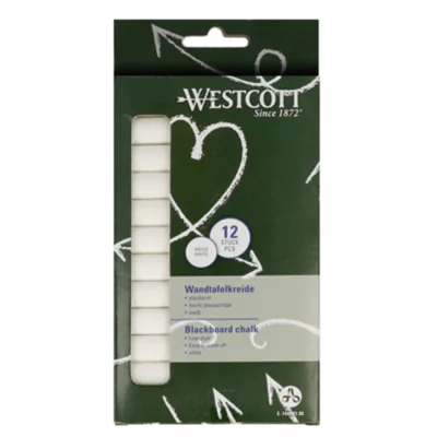 Westcott Tafelkreide ohne Papierhülle weiß 12 St./Pack.