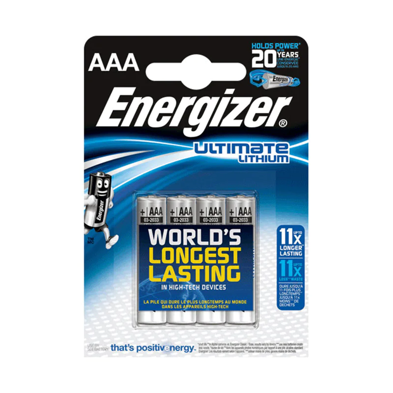 Energizer Ultimate Lithium, Einwegbatterie, AAA, Lithium, 4 Stück(e), Blau, Silber, -40 - 60 °C 639171