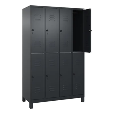 C+P Kleiderspind Classic PLUS 1.200 x 1.950 x 500 mm (B x H x T) 4 Abteile Stahl schwarzgrau