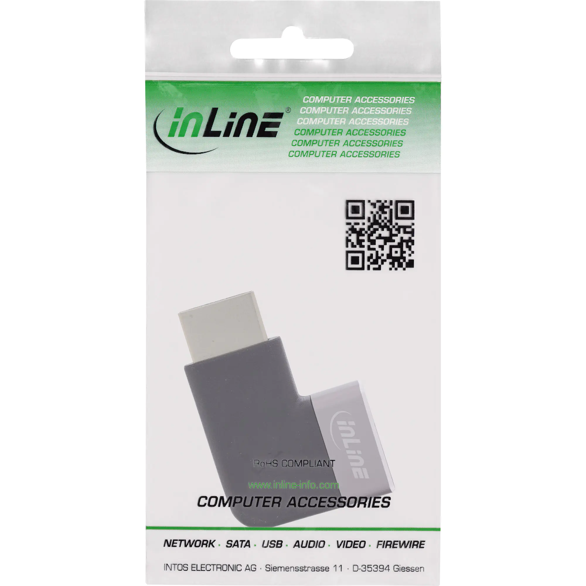 InLine - Angle adapter - HDMI männlich zu HDMI weiblich nach rechts abgewinkelt - Grau, Schwarz - unterstützt 8K UHD (7680 x 4320)