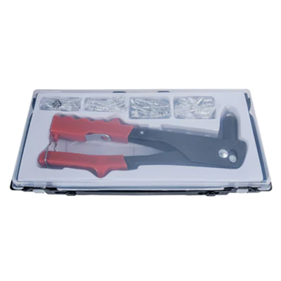 BRÜDER MANNESMANN WERKZEUGE Nietwerkzeug Blindnieten inkl. 4 Mundstücke, 100 Aluminiumnieten