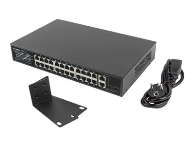 Lanberg Switch - unmanaged - 24 x 10Base-T + 2 x Combo Gigabit SFP/RJ-45 (Uplink)