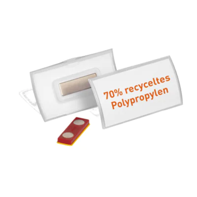 DURABLE Namensschild CLICK FOLD 75 x 40 mm (B x H) inkl. blanko Einlagen Magnet transparent 10 St./Pack.