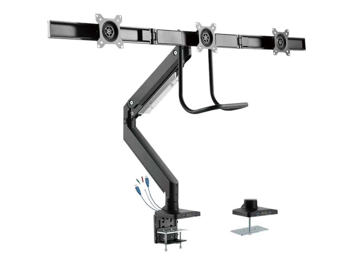 InLine - Befestigungskit - für 3 LCD-Anzeigen - Aluminium - Schwarz - Bildschirmgröße: 68.58 cm (27") - Tischmontage