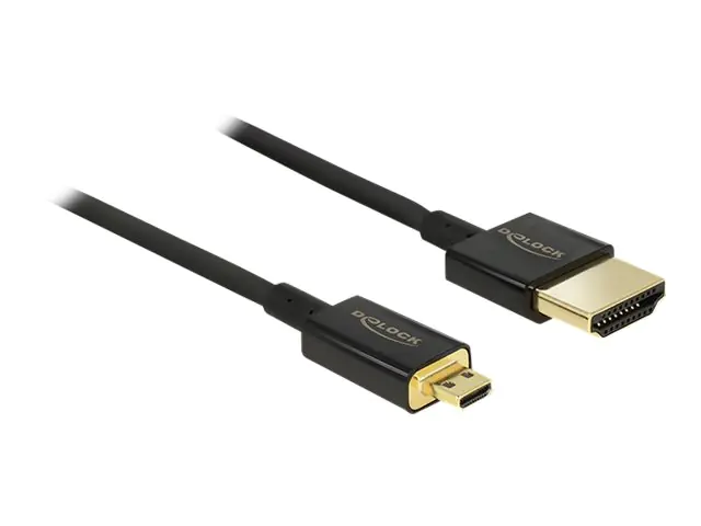 DeLOCK Slim Premium - HDMI mit Ethernetkabel - mikro HDMI (M) bis HDMI (M) - 1 m - Dreifachisolierung - Schwarz - 4K Unterstützung