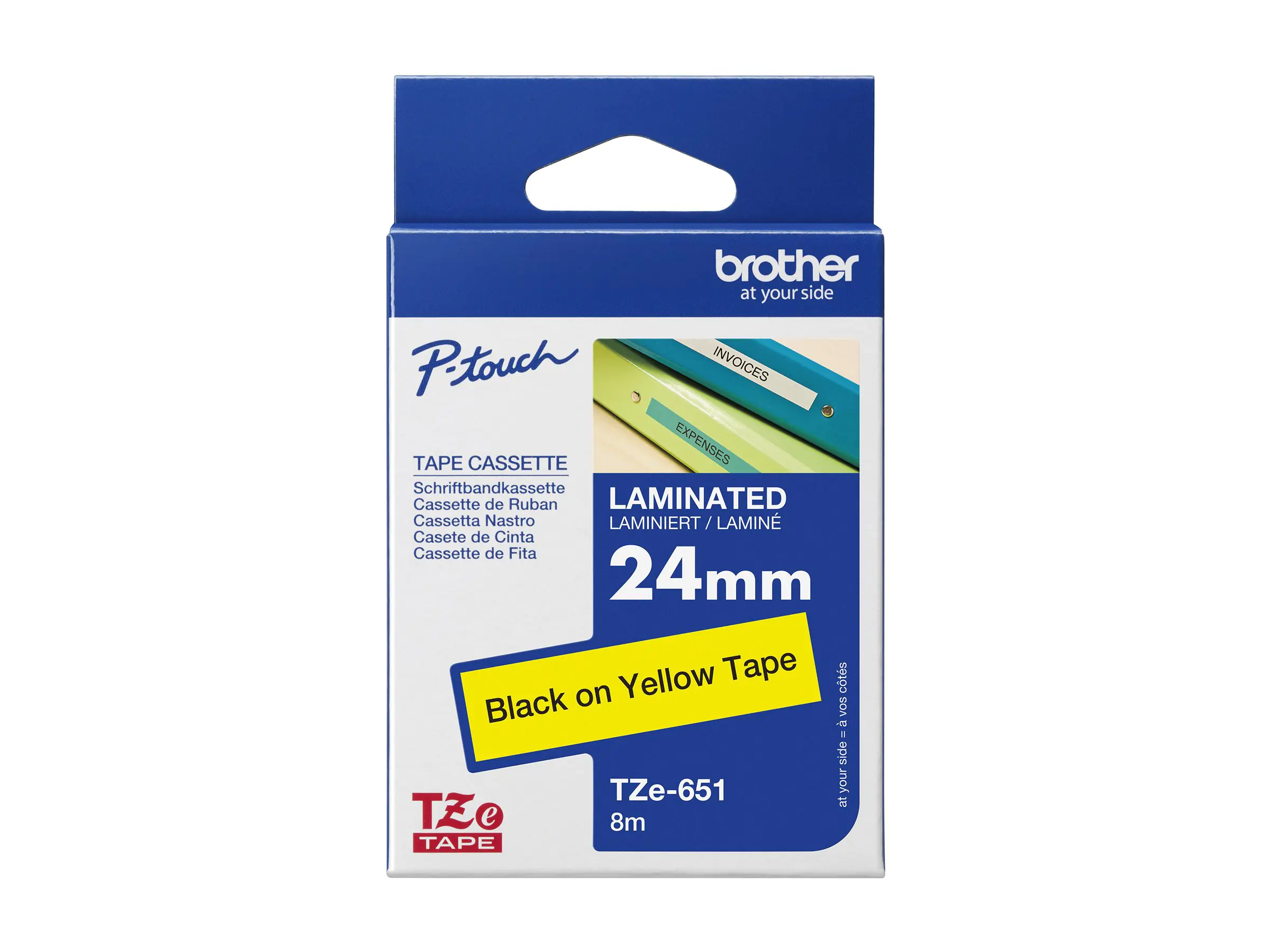 Brother TZe-651 - Selbstklebend - Schwarz auf Gelb - Rolle (2,4 cm x 8 m) TZE651