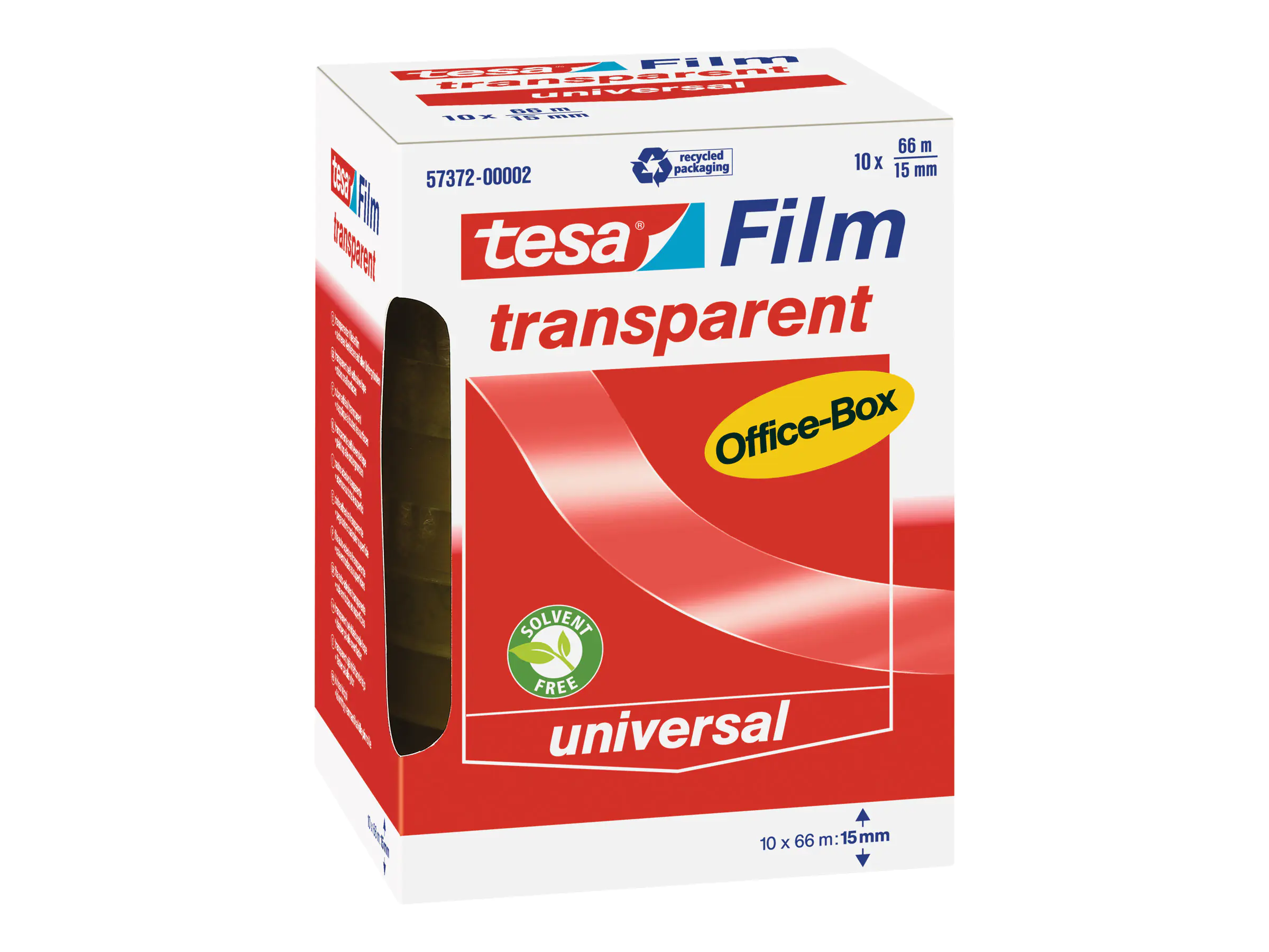 Tesa Tesafilm - Büro-Klebeband - 15 mm x 66 m - Polypropylenfolie - transparent (Packung mit 10) 57372-00002
