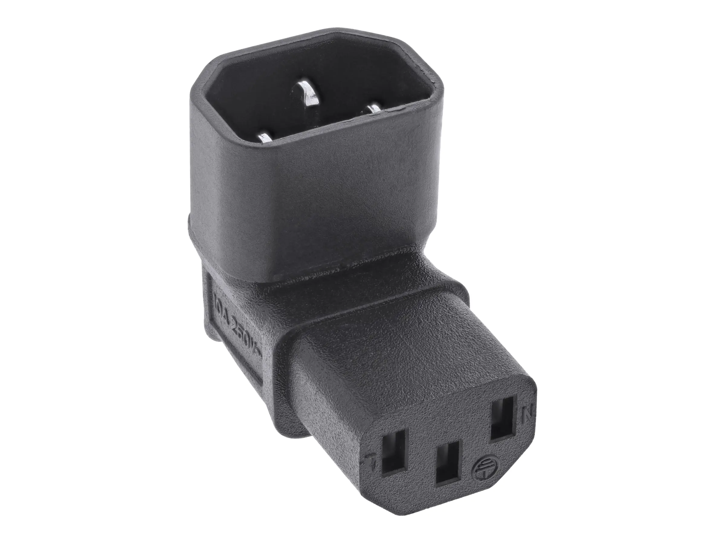 InLine - Adapter für Power Connector - IEC 60320 C14 nach oben angewinkelt zu power IEC 60320 C13 nach unten abgewinkelt - 10 A - Schwarz