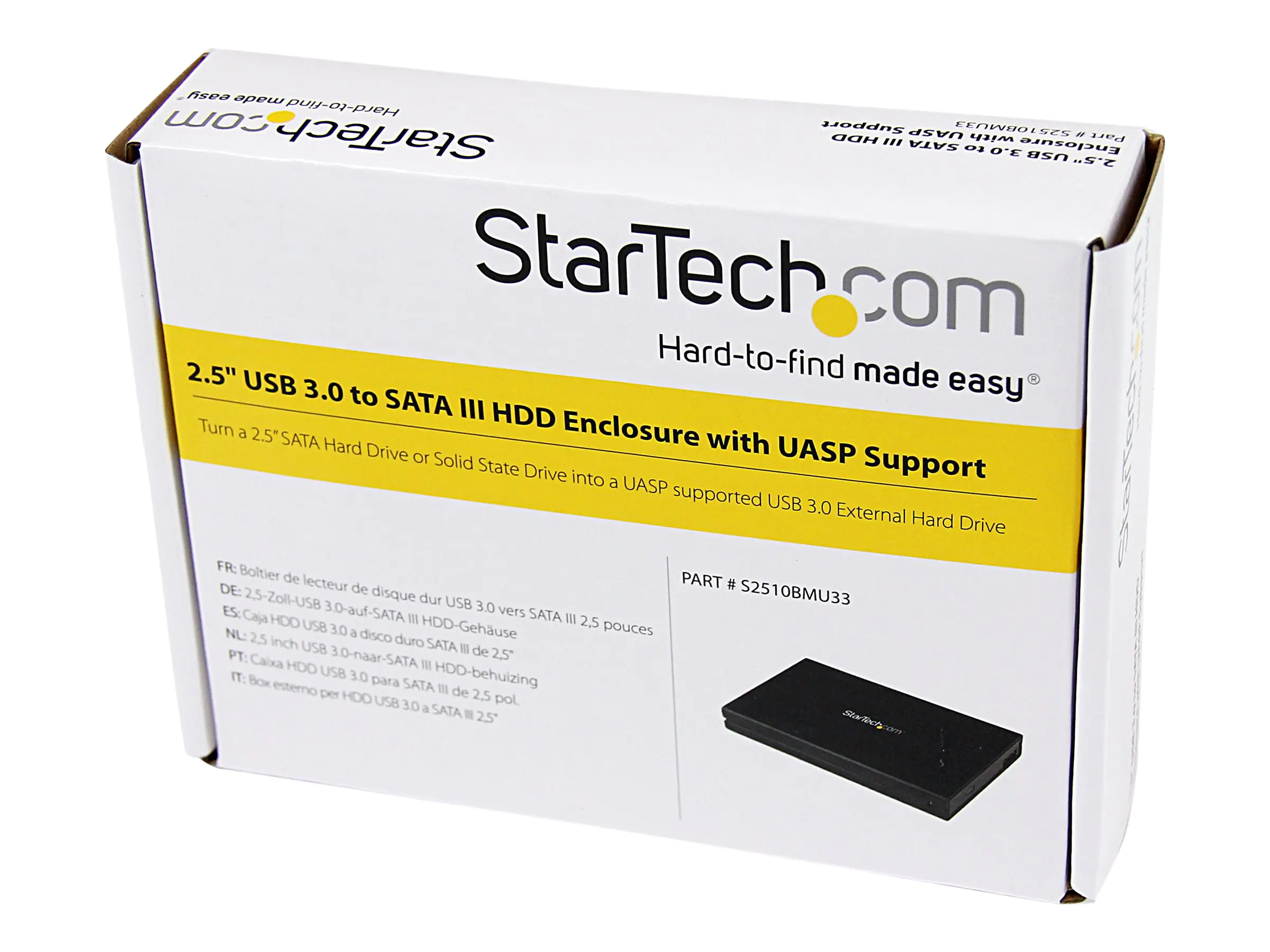 StarTech.com Startech Externes 2,5 SATA III 6 GB/s SSD USB 3.0 SuperSpeed Festplattengehäuse mit UASP - 2,5 Zoll (6,4cm) S2510BMU33