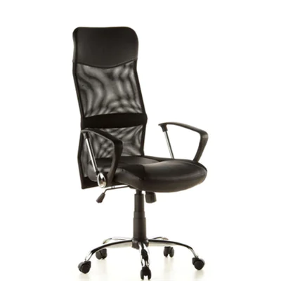 hjh OFFICE Chefsessel STRYKA 47-57cm Wippmechanik mit Armlehnen Rolle hart gebremst (für Teppichboden) Metall, verchromt schwarz